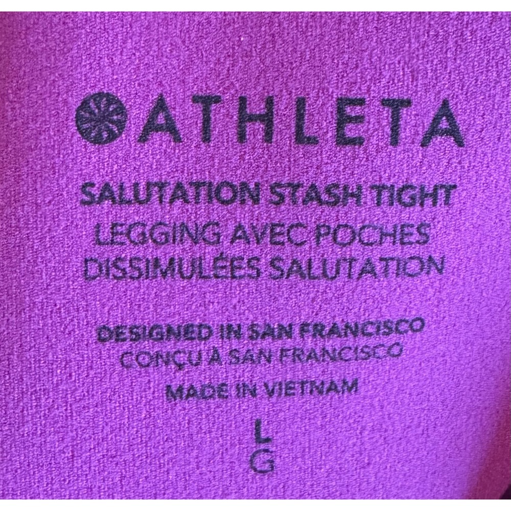 Athleta Salutation Stash Tight Magenta Purple High Rise Leggings Women Large 25" - Picture 5 of 7